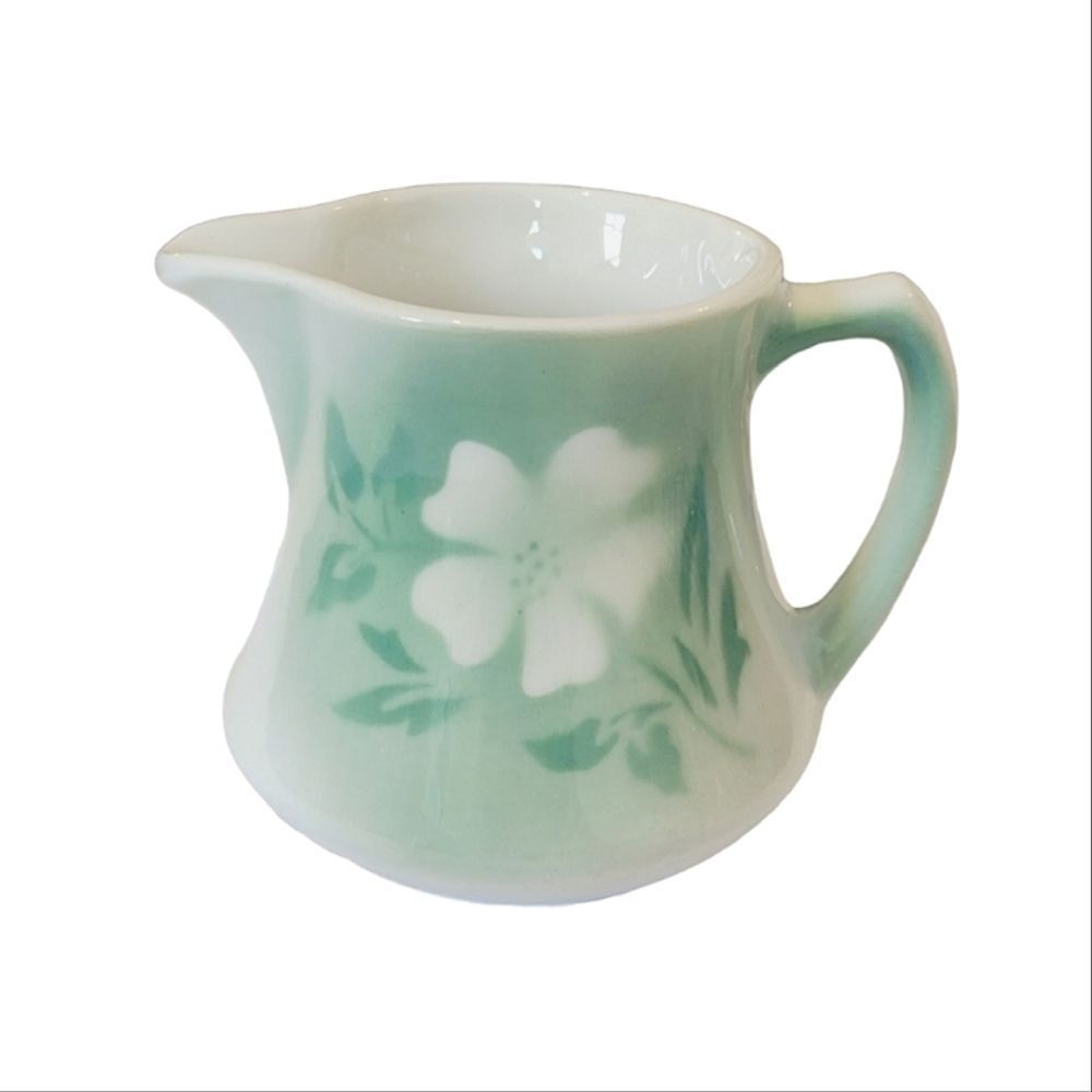 Syracuse China Millbrook Green Floral Patterned Vintage 1950's Creamer